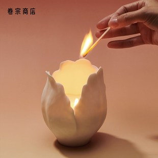 卷宗商店 生日礼物 借时 木质调香薰蜡烛室内持久家用香氛