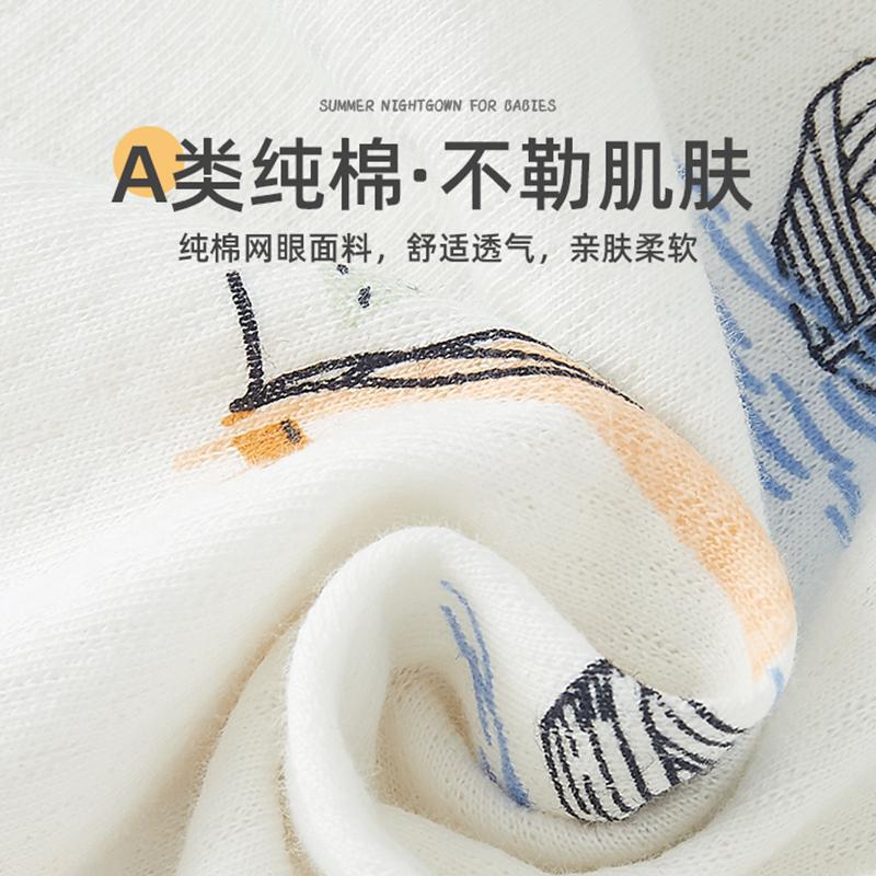 婴儿睡袍夏季薄款宝宝家居服0-6个月3婴幼儿新生儿睡衣连体衣睡裙