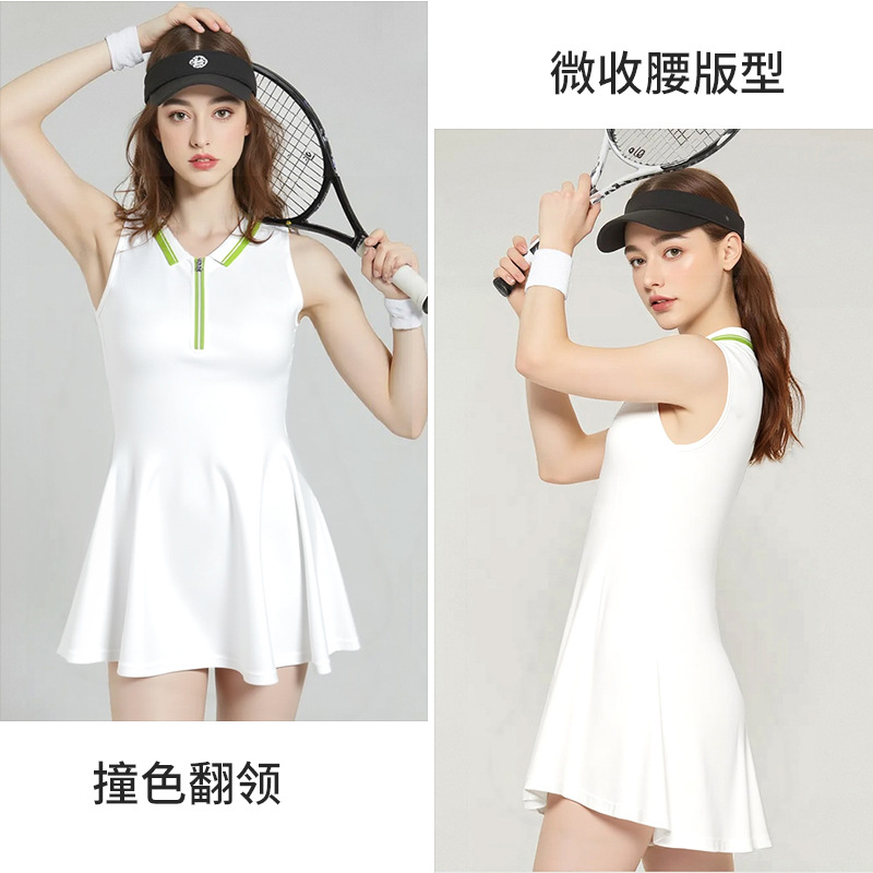 新款网球裙套装女夏季网球服羽毛球运动连衣裙短裙两件套