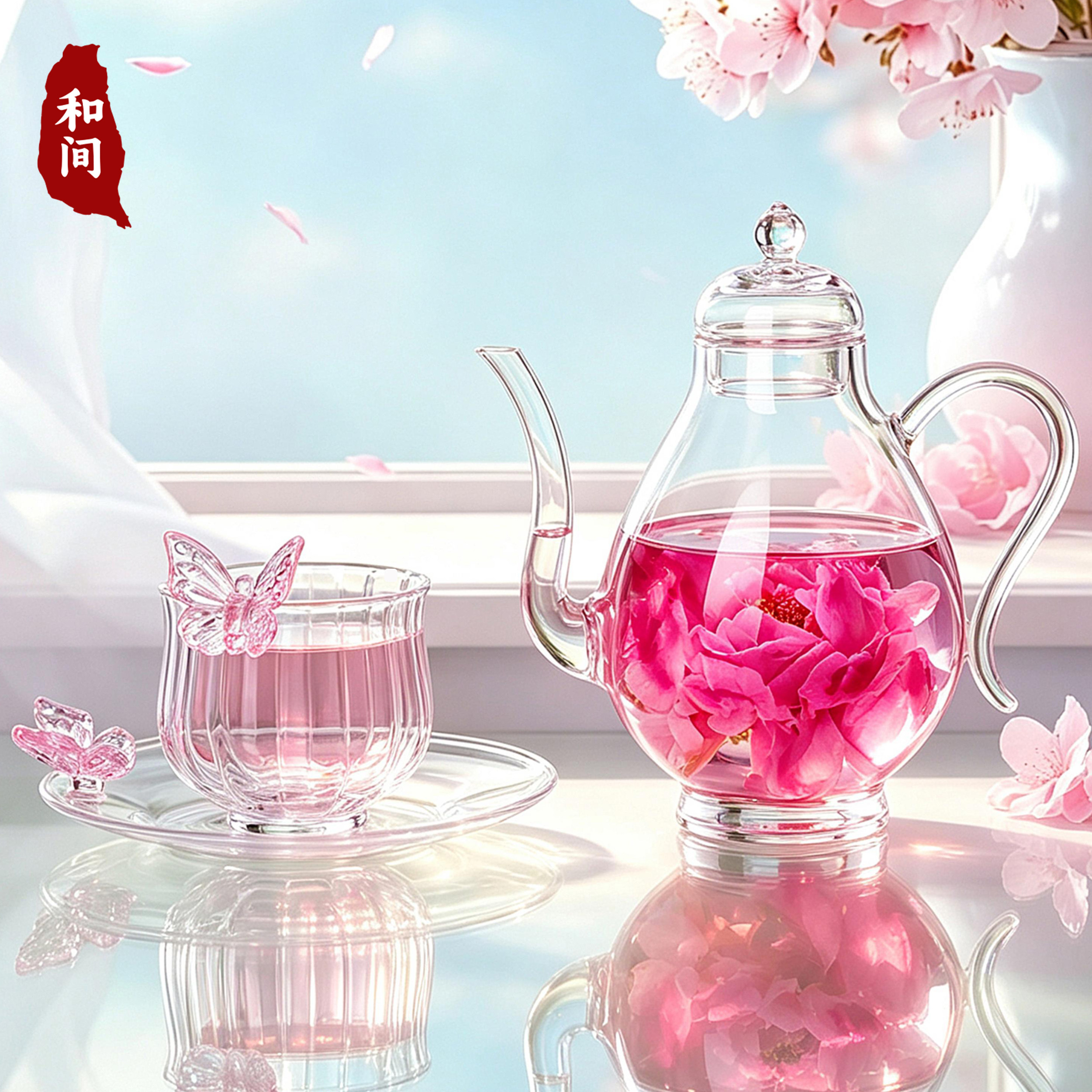 玻璃仿宋手执壶玫瑰花茶壶女士专用耐热壶嘴过滤中式大容量泡茶壶