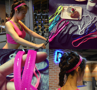 新款运动细发带跑步健身两根绳止汗发带弹力防滑硅胶头带厂家