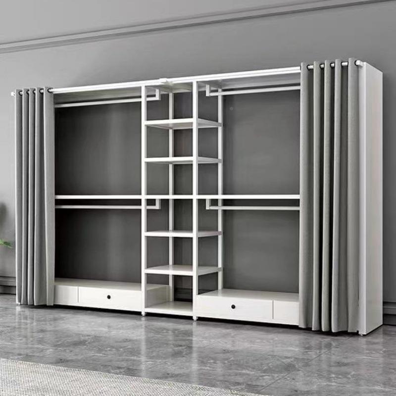 卧衣粗帽架钢结构衣柜家用室加双层加衣帽JP厚架两层