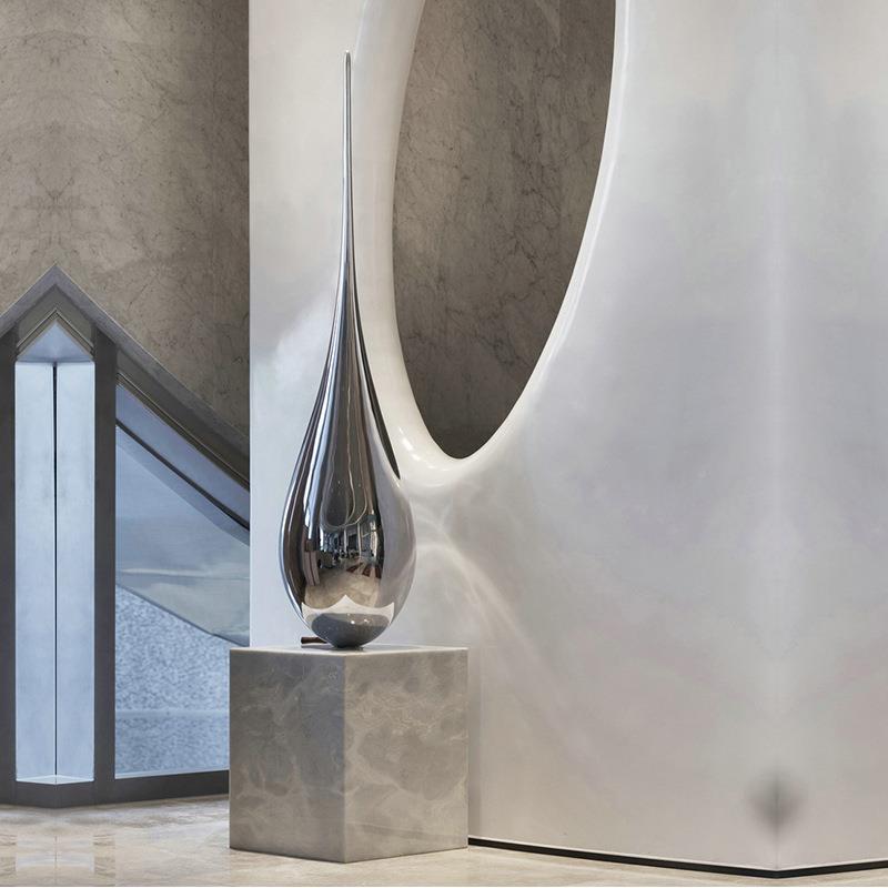 代抽象水现滴售雕居塑楼处酒店创意IVY软装饰品样板间客厅家玄关