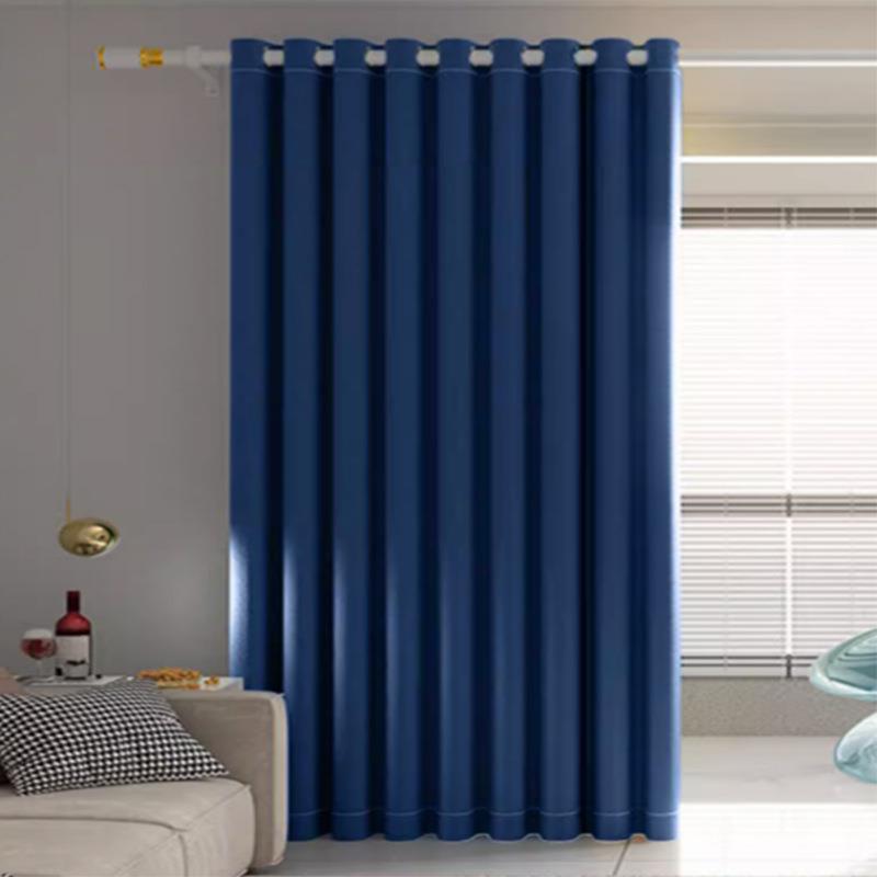 家用卧室阳台飘窗打孔遮光免试衣间厚加纯麻料窗GP2023-0帘成品工