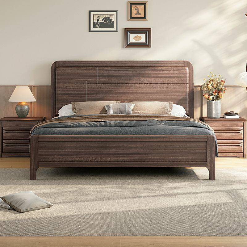 ls新中储式黑胡桃木现代简约1双米8人F床1.5米主AkMzJDyb卧大床全