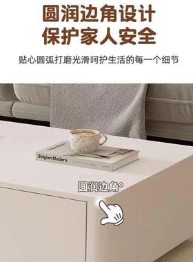 客厅落地实木茶几QTL组合电视柜户型家用小白色尚时极简电地台款