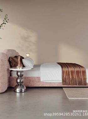 意式代极布艺床现简约高大气主端卧简软包68277双人床法式奶油风