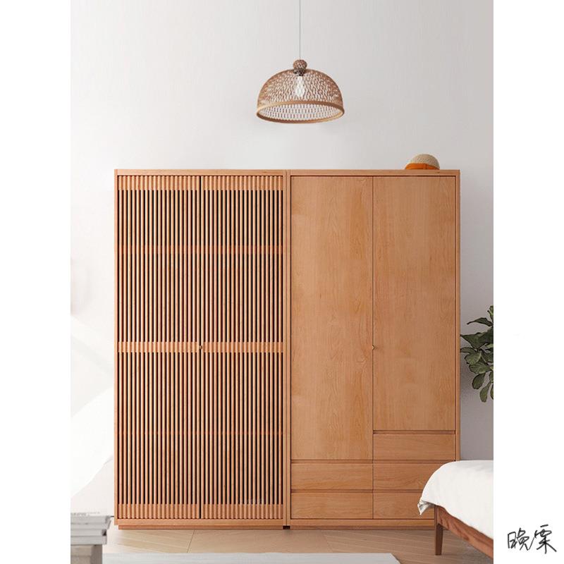 樱桃木柜衣收纳柜酒店全木现代简约樱桃栅卧室格家具婚房主TB6729