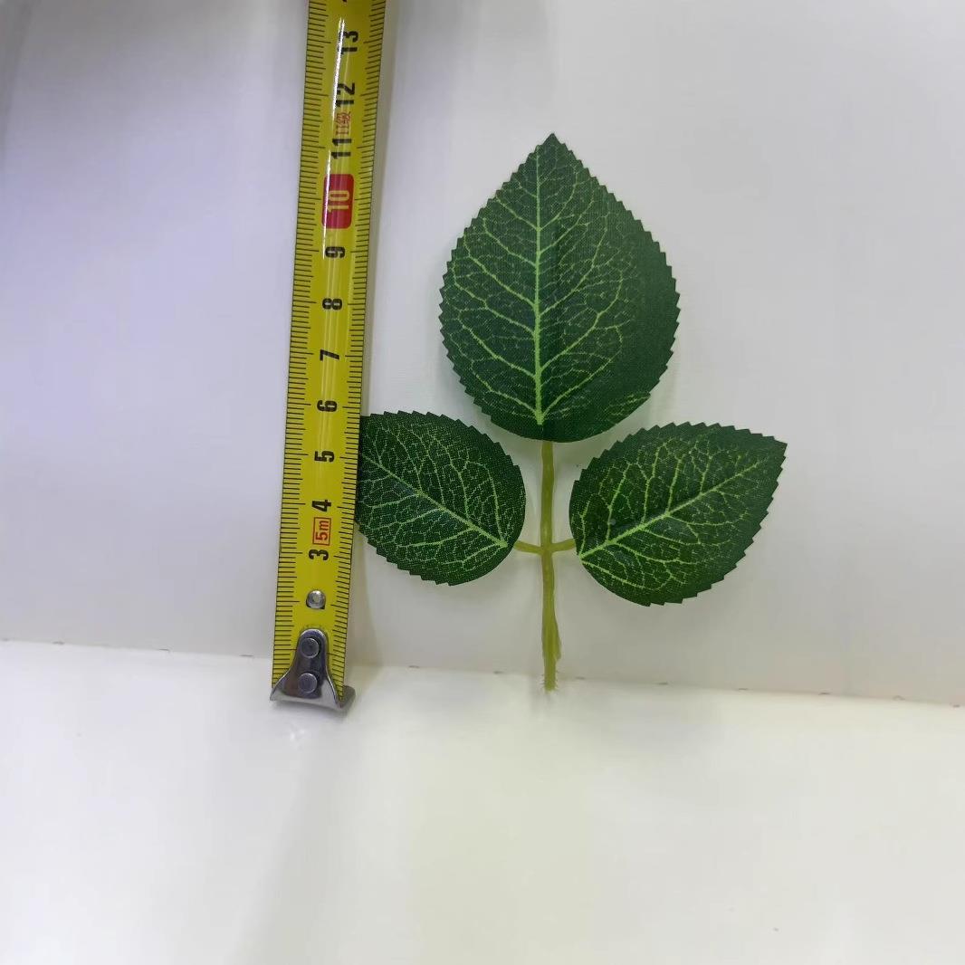 新带款仿真假刺玫瑰花叶家居客厅装饰六叶常交叉0618-1叶片清新绿