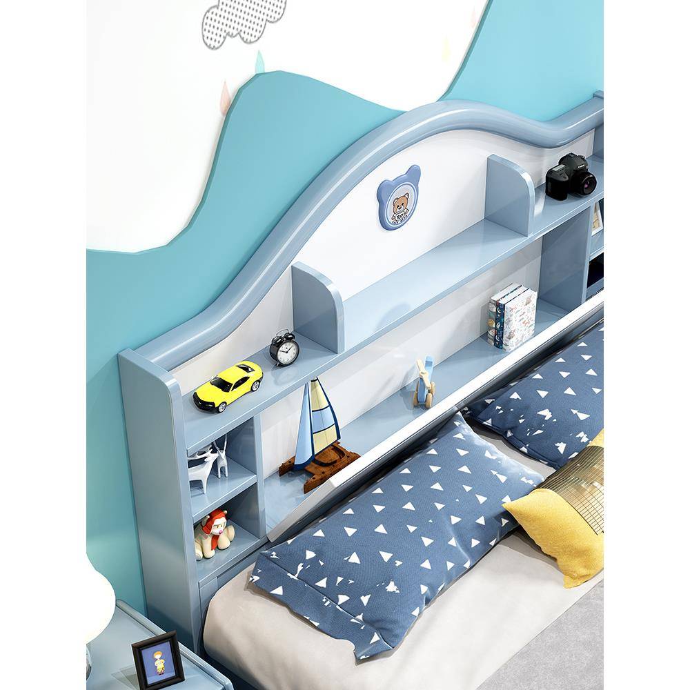 儿童全孩实木床代简约白色学生储M7Q55756物女公主床孩男1米5单现