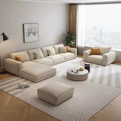 奶油风豆方腐块布艺转直角大发简约客厅沙小户型块贵妃87502排布