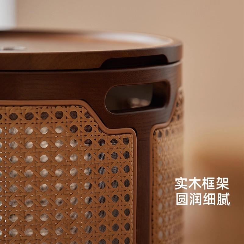 脏家用藤编圆形衣篓毛毡玩服具GLC脏衣卧室物收纳筐带盖收杂纳篮