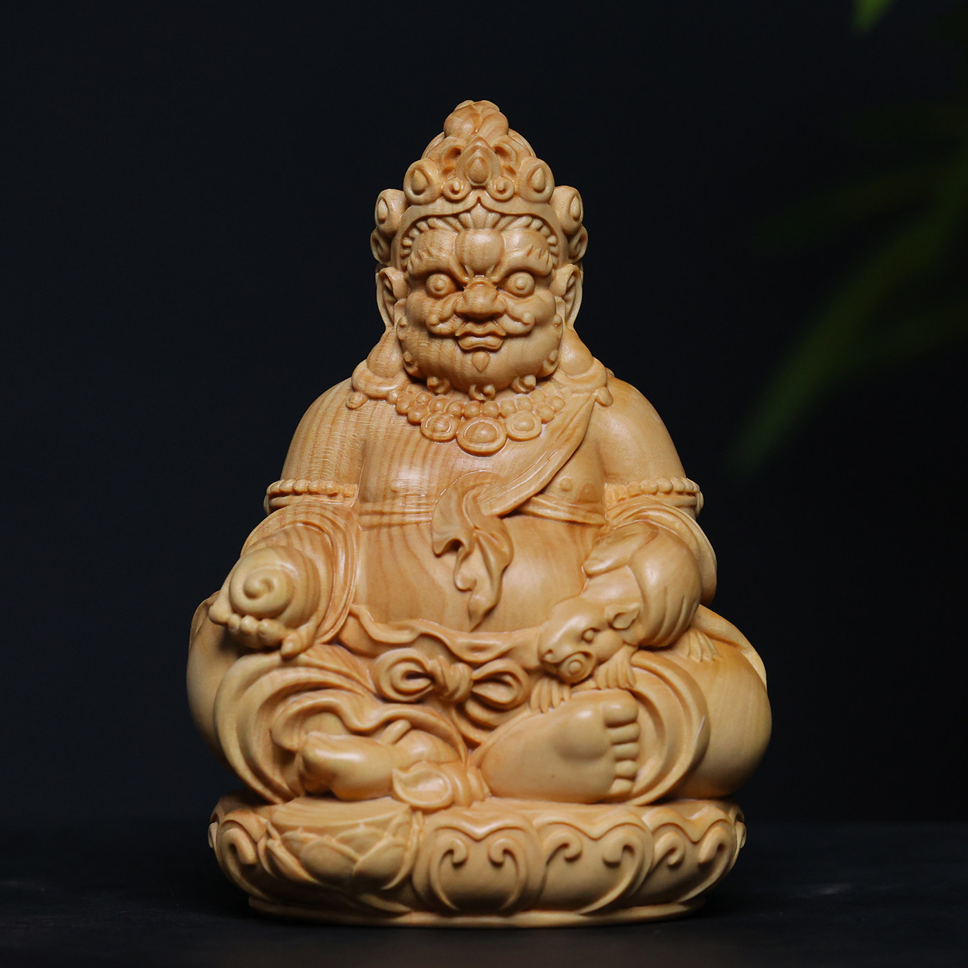 正宗小叶黄杨木精雕巴拉黄财神藏佛密宗护发神摆件装饰品实木工艺
