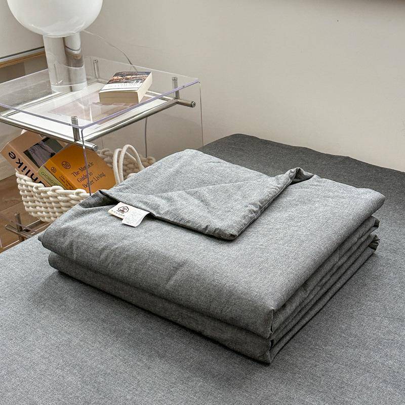 全纯棉格水洗棉夏凉被条纹色子简玖弘风纯棉薄被子约可机水洗厂家