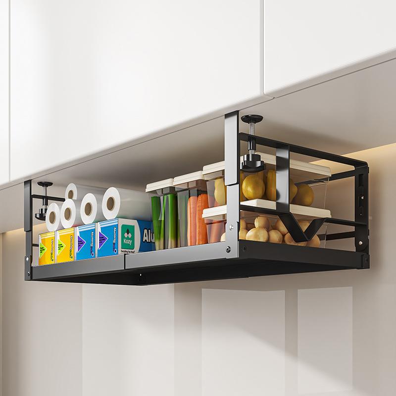 厨置物架橱XFM内分层纸巾吊柜柜可伸房缩保鲜膜调味料免打孔挂下