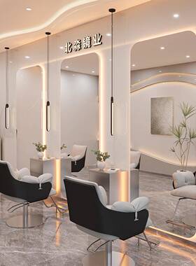 网红发店镜镜发廊理美发店镜台ILJ带灯子美发简约单面镜剪发落地