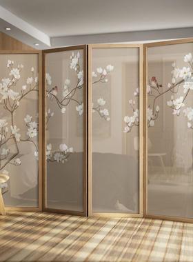 中式屏风隔客厅卧家室遮挡用现代简约入户关实断木玄折叠移动LMA