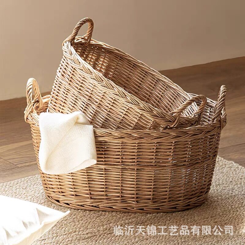 手工藤编柳编家用脏衣收纳篮
