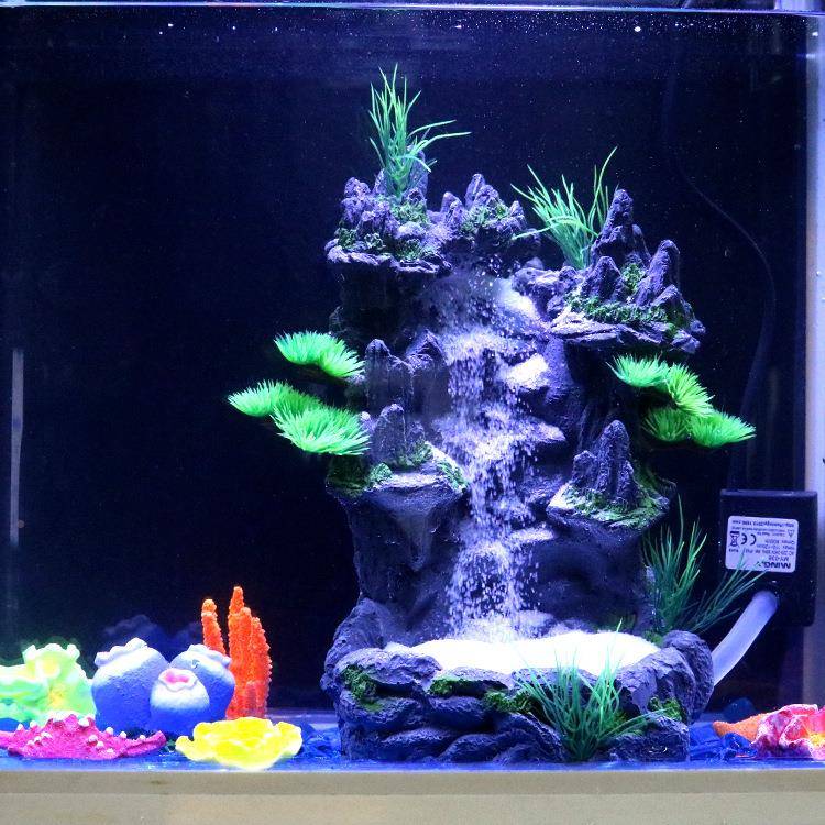 鱼缸造假景水中流沙瀑布567餐林缸生态缸套雨风水摆件树脂山造景