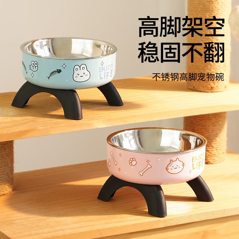 高脚印花宠物碗【不锈钢食盆】