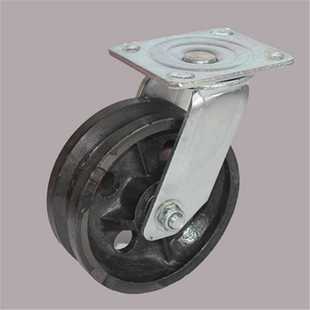 4寸5寸6寸8寸重型V型角铁轨道万向轮 定向槽轮铸铁轨道导向轮