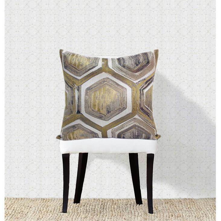 新古典现代简约方枕金色几何提花不含芯抱枕套软装样板房沙发抱枕