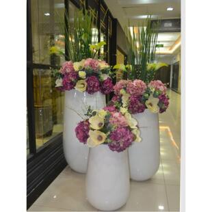 厂家水滴玻璃钢落地大花瓶创意花艺花盆商场酒店插花居家装饰花器