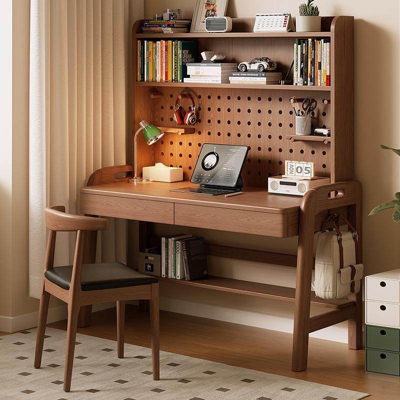 实木书桌书架一体洞洞板学生电脑桌简约儿童学习桌书柜一体可升降,住宅家具,电脑桌,淘宝优惠券,粉丝福利购,淘宝优惠卷