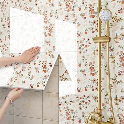 化妆室防水瓷砖贴纸纸浴室厕所墙面翻新改造防潮壁纸自粘铝塑板墙