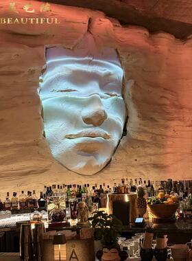 定制网红巨型艺术人脸岩石墙泡沫雕塑酒吧咖啡馆人物模型浮雕装置