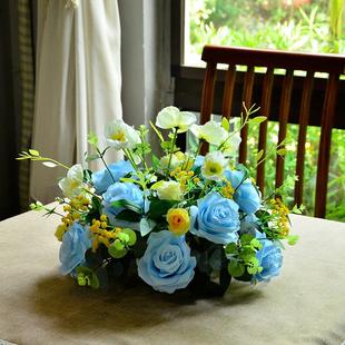 酒店餐桌花摆花小桌花仿真花假花束客厅茶几餐厅宴会桌面装饰摆件