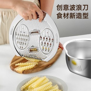 优质不锈钢盆沥水篮淘米神器刨丝器家用厨房洗菜多功能过滤篮