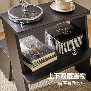 凳多功能沙发边几床头置物小板凳 实木梯凳中古风网红脚凳家用换鞋