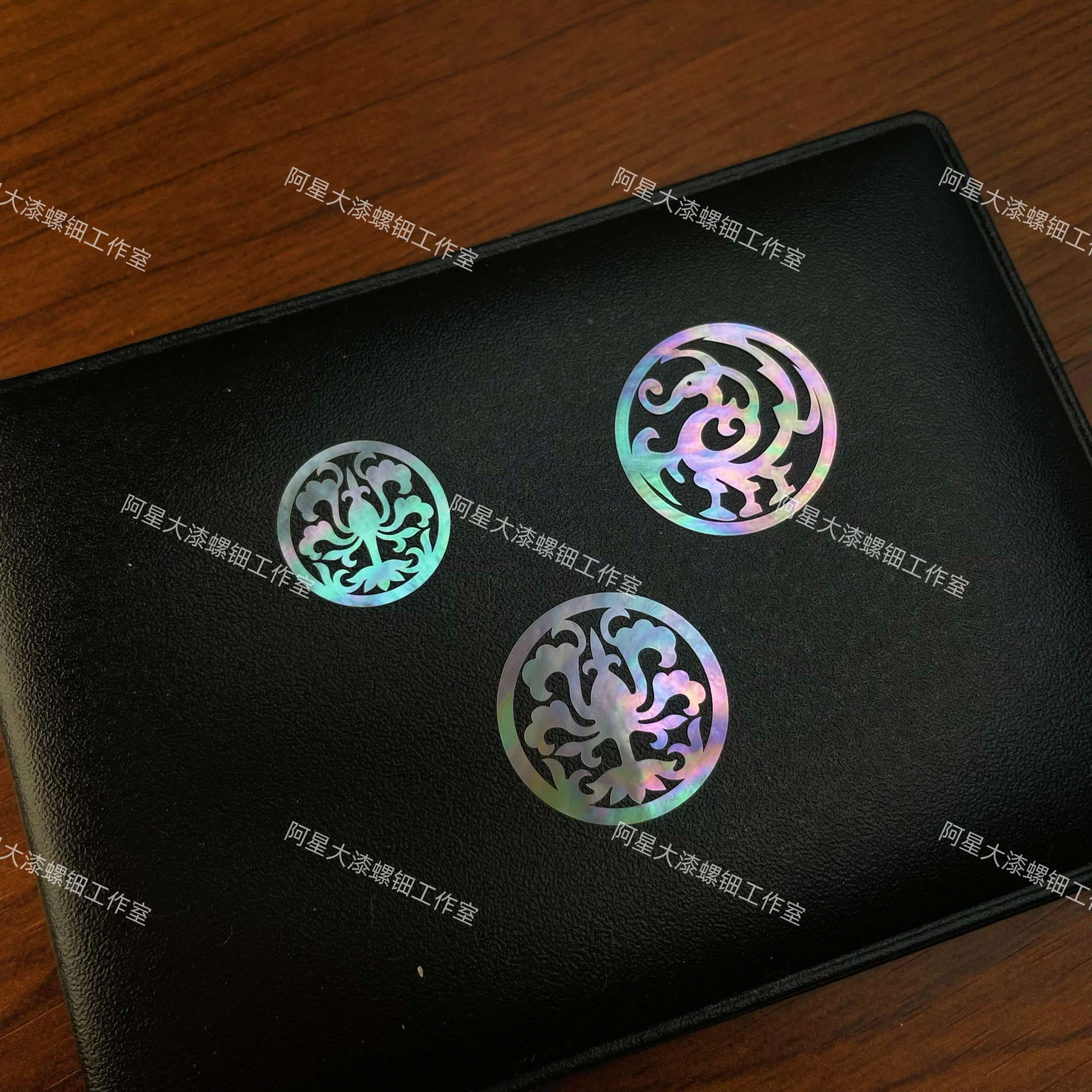 勾莲螺钿传统纹样喜字帖螺钿花