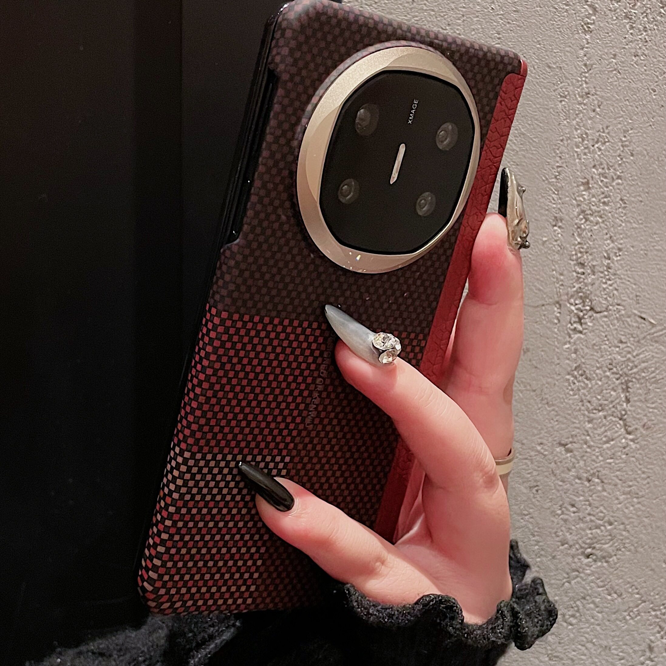 柠剑适用华为matex6手机壳新款碳纤维纹超薄matex5典藏版金属镜头框中轴铰链保护套x3后壳磁吸商务高级男奢华