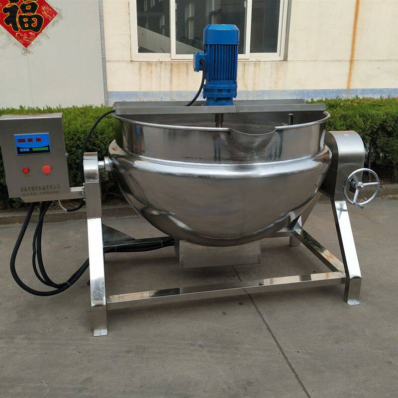 不锈钢自动搅拌做凉粉机器 可倾倒熬魔芋豆腐设备 刮底翻炒夹层锅