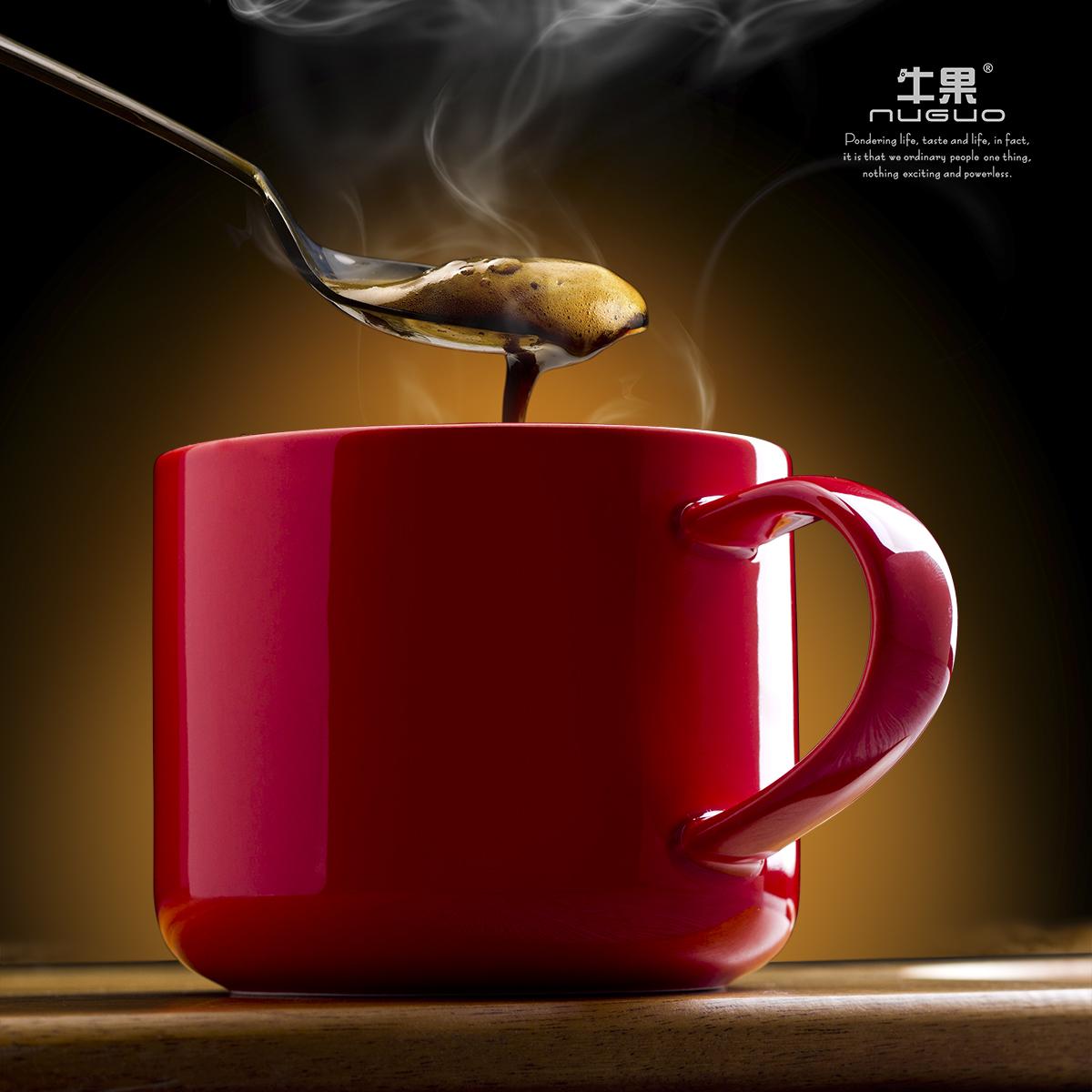 包邮马克杯创意红色杯子早餐杯牛奶杯咖啡杯陶瓷杯水杯