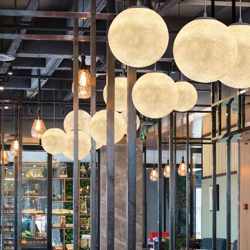 月球灯创意橱窗餐厅圆球星球灯网红服装店铺吧台商用球形月亮吊灯