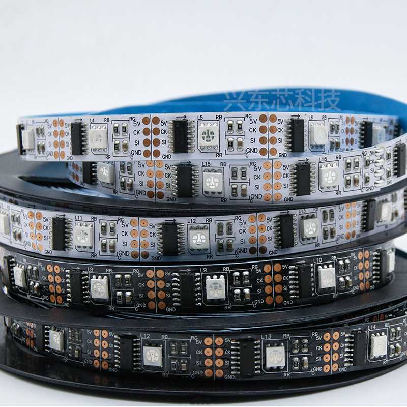 ws2801夜景装饰LED灯带跑马变幻32灯5VRGB全彩户外防水可定制软灯