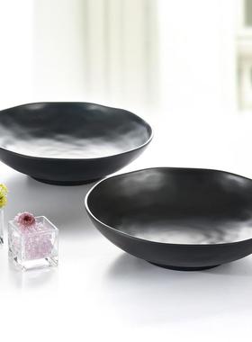 高档黑色磨砂波纹碗 melamine ware 中国制造 仿瓷餐具 厂家