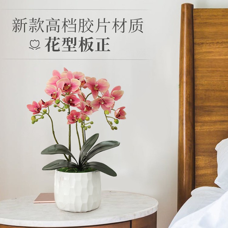 手感蝴蝶兰花仿真花艺摆件客厅茶几餐桌插花小盆栽装饰假花卉摆设