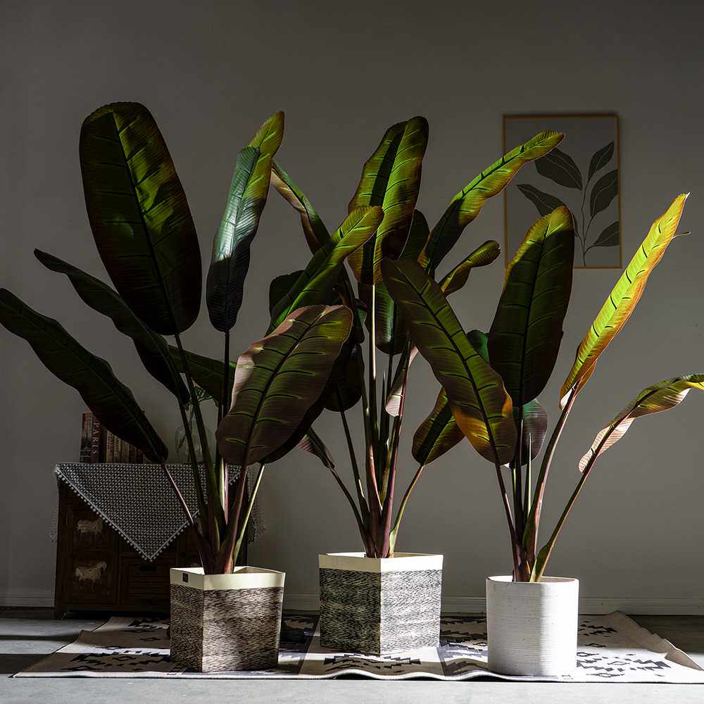 新造型芭蕉树仿真绿植物落地时摆件高级酒店象腿芭蕉仿生盆栽造景