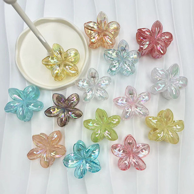 欧美跨境电镀炫彩鸡蛋花发夹海边度假拍照后脑勺花朵发夹盘发