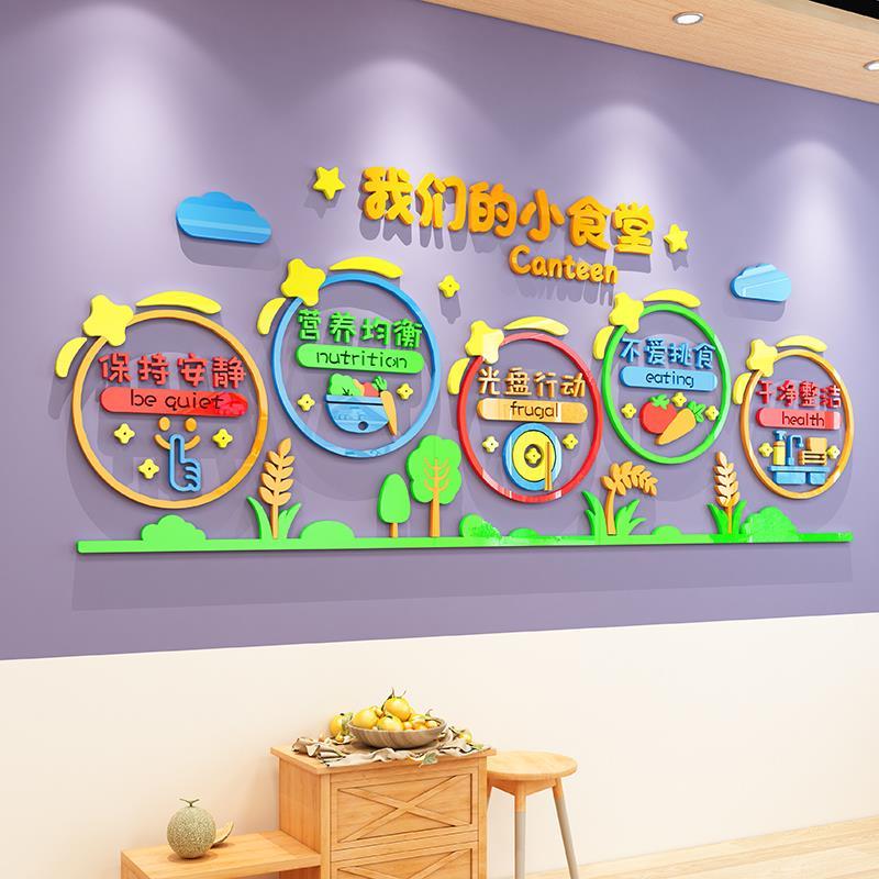 .食堂文化节约粮食标语墙贴面餐厅布置幼儿园环创主题午托管班装