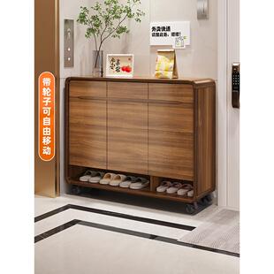 全实木门外走廊过道鞋柜家用门口外楼道可移动带万向轮子储物柜