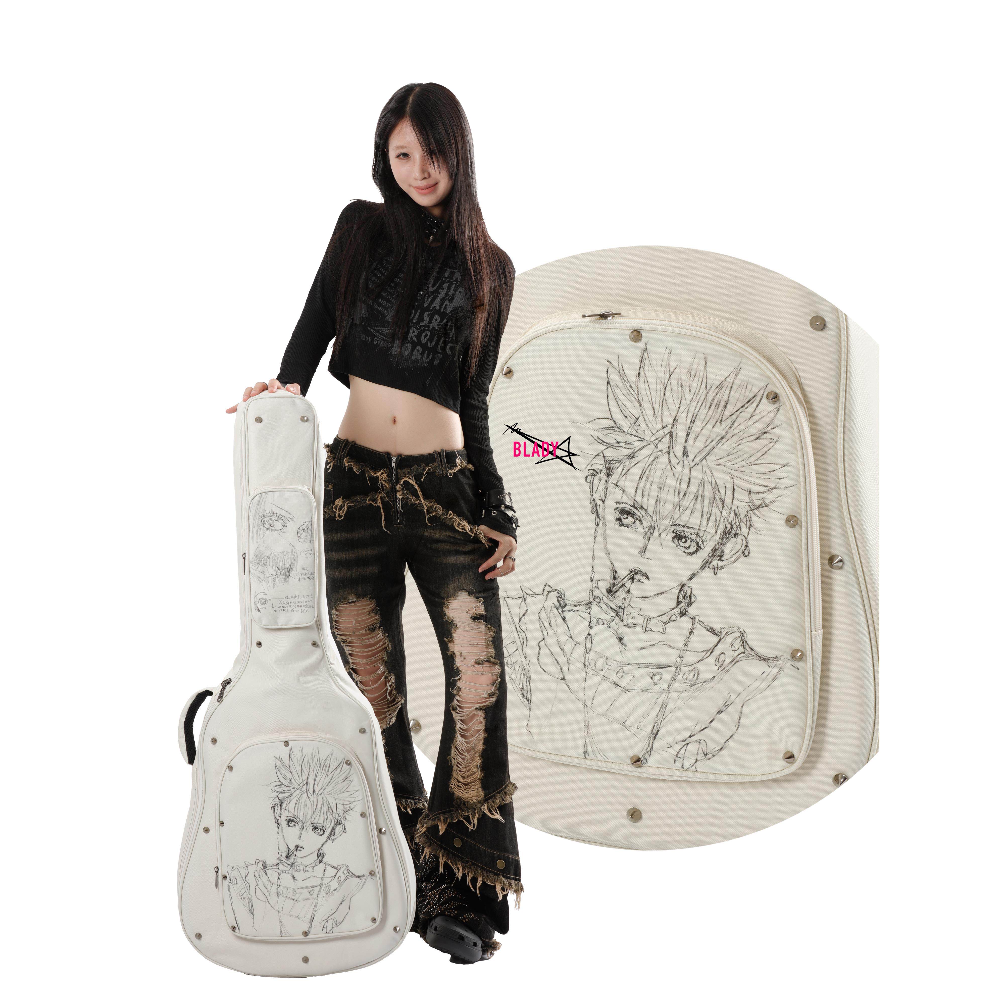 手绘NANA【真一】吉他包原创朋克摇滚个性木电吉他贝斯包加厚琴包