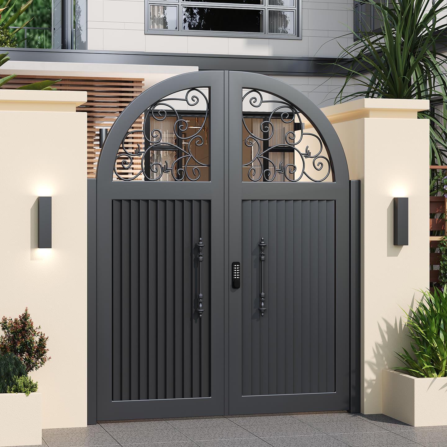 铝合金庭院大门别墅花园入户门户外铝艺高端小院子门中式双开大门