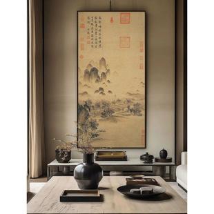 山水画茶室挂画禅宗新中国风入口大厅装饰画花鸟书房壁画茶桌茶文