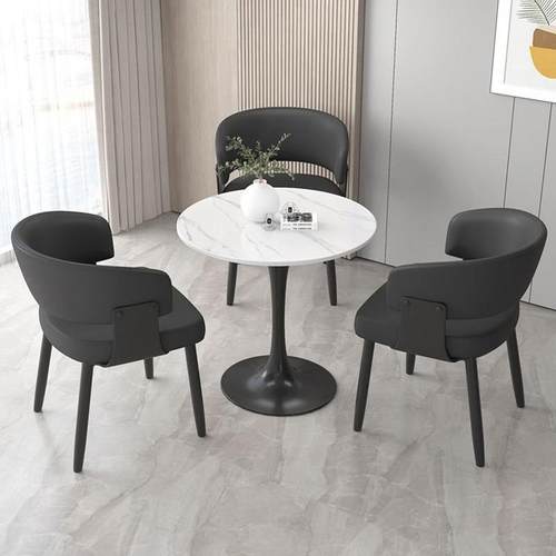 现代简约岩板接待洽谈桌椅组合阳台休闲桌咖啡奶茶店办公室会客桌