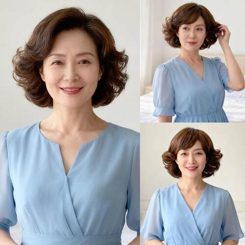 假发真发全真人发丝中老年短卷发假发套妈妈全头套女士自然真头发